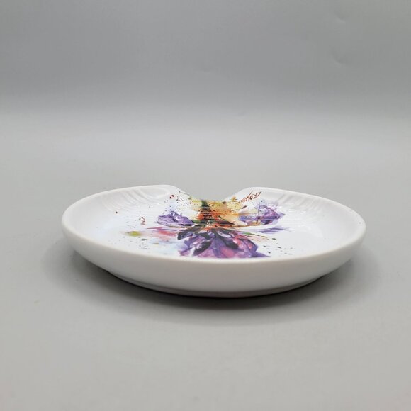 Dean Crouser Ceramic Spoon Rest Abstract Purple Iris Design - Picture 4 of 8